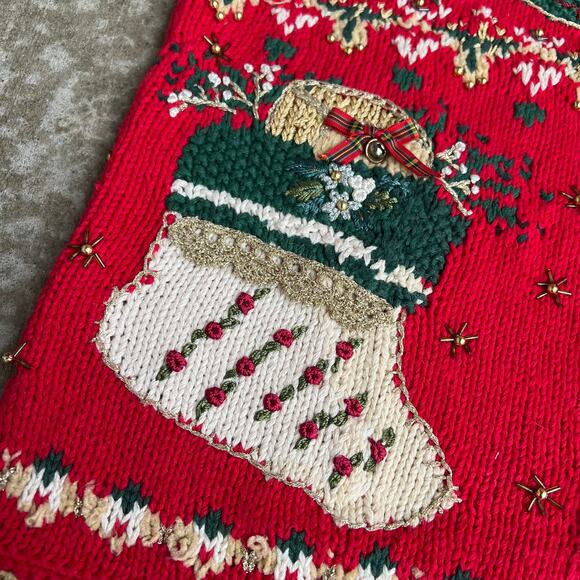 Tiara International 1998 Stocking Gift Beaded Holiday Detailed Sweater Vest Sz S - Picture 5 of 7